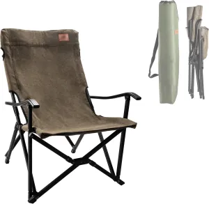 CAMPINGMOON Foldable Cotton Canvas Campfire Bonfire Open Fire Pits Camping Chair Low Style Chair Khaki F-1003C-K