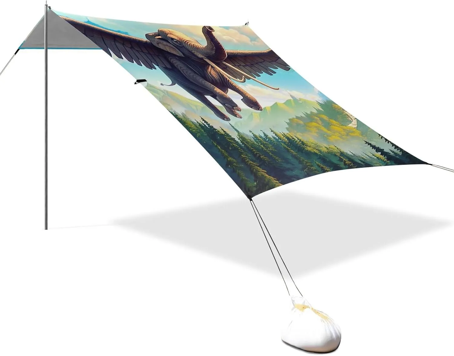 Canopy Beach Tent Elephant Forest Outdoor Patio Sun Shade 9.2 × 10.5 FT for Adults Camping Sun Shelter Canopies with Sand Anchor Poles