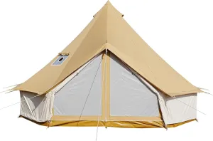 Canvas Bell Tent - 4 Seasons Glamping Yurt with Stove Jack for Family Camping - Waterproof