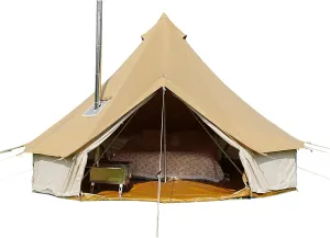 Canvas Tent Bell Tent,Yurt Tent with Stove Jack,4 Season Tent with Zipped Removable Floor,Family Camping Outdoor Hunting Party