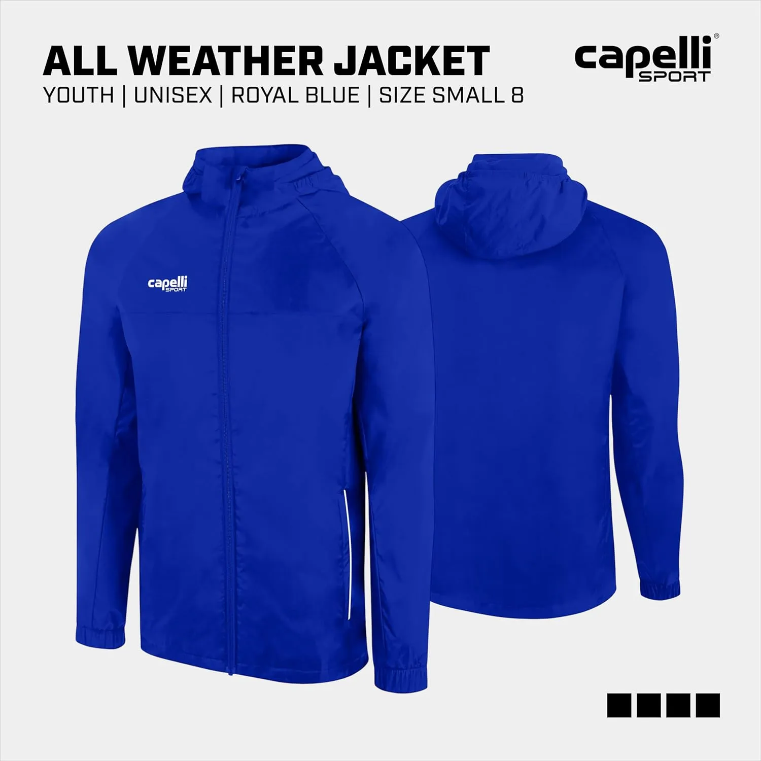 Capelli Sport Boys' All Weather Jacket, Youth Basics Activewear Gym Coat with Hood Girls