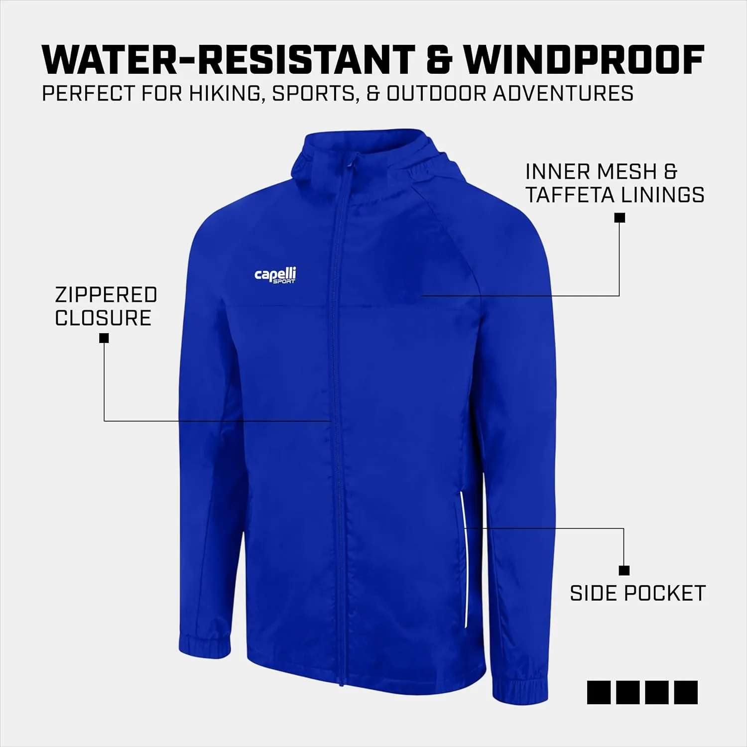 Capelli Sport Boys' All Weather Jacket, Youth Basics Activewear Gym Coat with Hood Girls