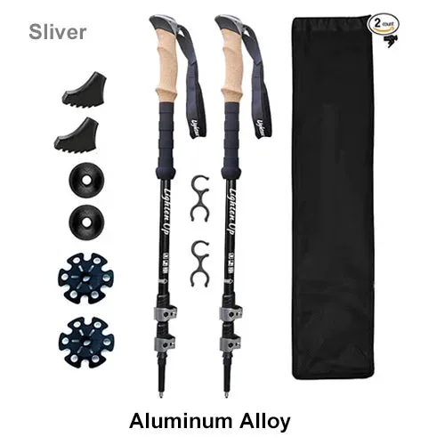 Carbon Fiber Folding Trekking Poles - Collapsible Hiking Sticks with Cork Grip