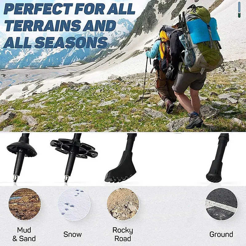 Carbon Fiber Folding Trekking Poles - Collapsible Hiking Sticks with Cork Grip