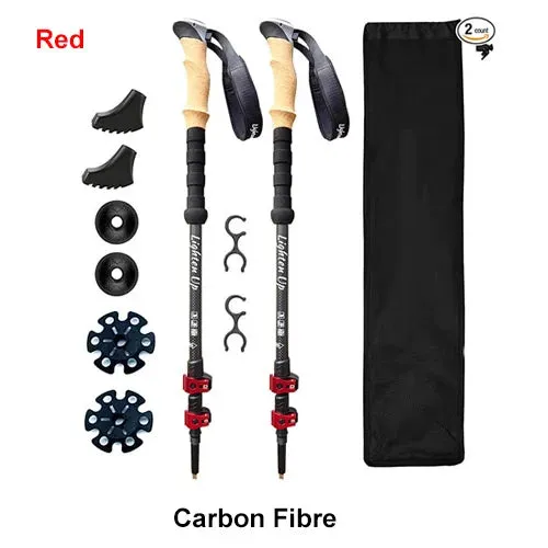 Carbon Fiber Folding Trekking Poles - Collapsible Hiking Sticks with Cork Grip