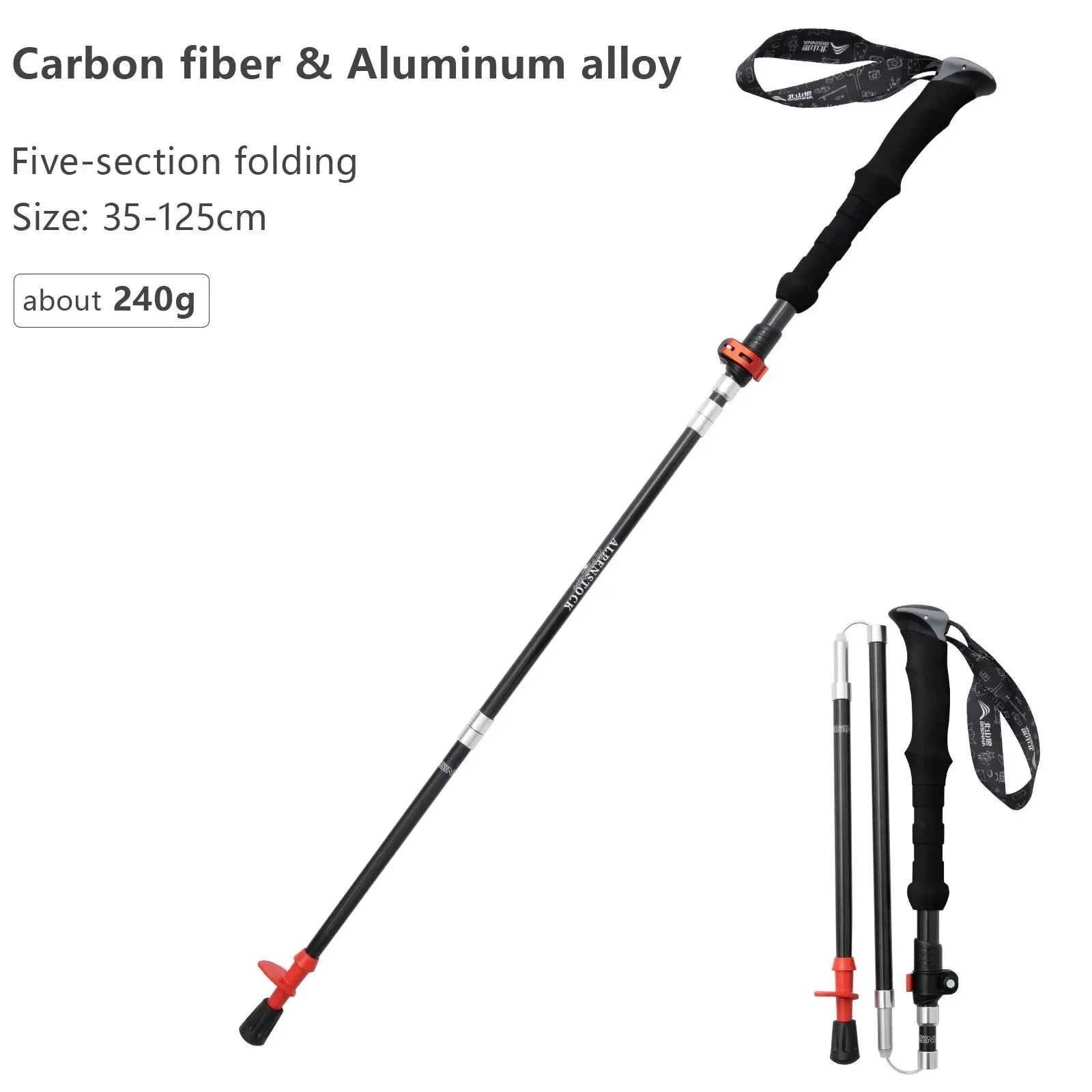 Carbon Fiber Folding Trekking Poles: Collapsible Telescopic Sticks for Hiking and Climbing