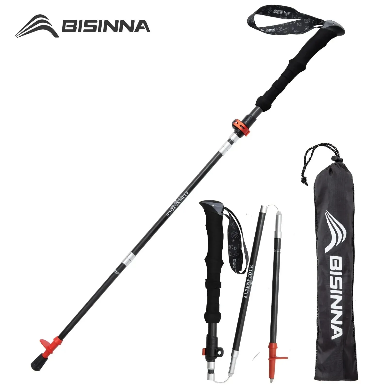 Carbon Fiber Folding Trekking Poles: Collapsible Telescopic Sticks for Hiking and Climbing