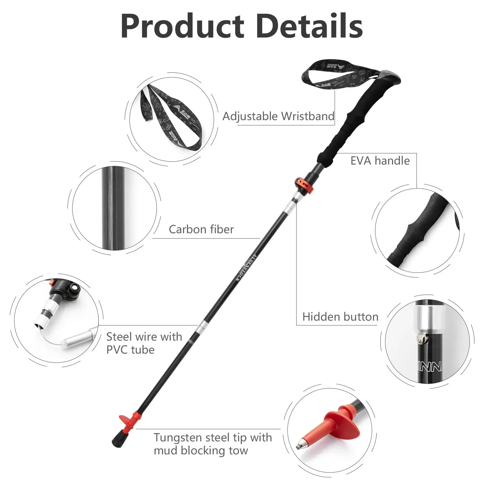 Carbon Fiber Folding Trekking Poles: Collapsible Telescopic Sticks for Hiking and Climbing