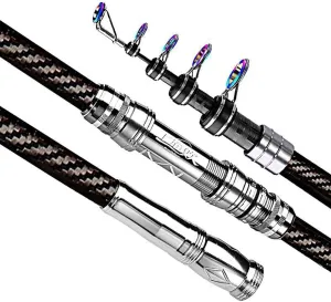 Carbon Fishing Pole Telescopic Sea Rod Super Stiff Ultralight Casting Fishing Rod Portable 2.1M 2.4M 2.7M 3M 3.6M for Men Women(Size:2.1M)