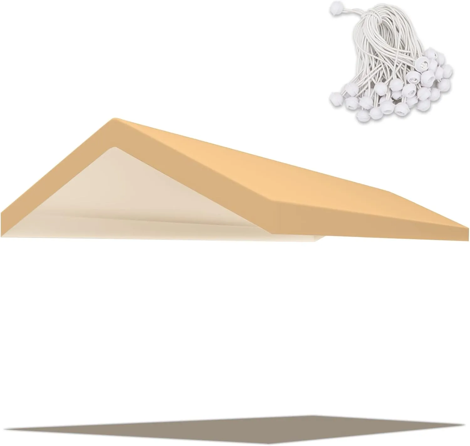 Carport Replacement Top Canopy Cover Beige 10'x20' for Car Garage Top Tarp Shelter Waterproof & UV Protected w/Ball Bungees (Only Top Cover, Frame is not Included)