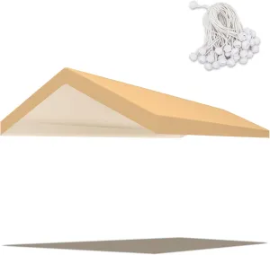 Carport Replacement Top Canopy Cover Beige 10'x20' for Car Garage Top Tarp Shelter Waterproof & UV Protected w/Ball Bungees (Only Top Cover, Frame is not Included)
