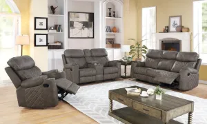 Casual Space - 3 Piece Gray Reclining Sofa Set (8 Cup Holders & a Console with Storage)