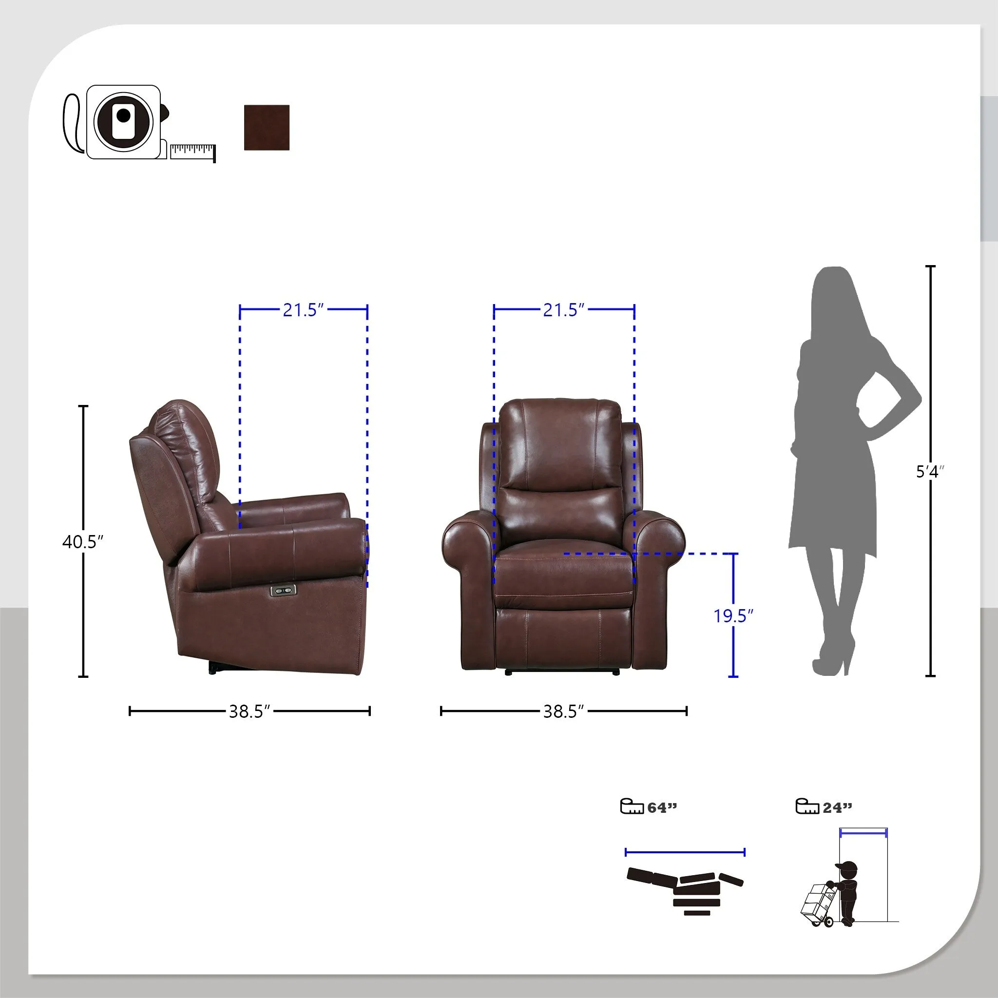 Catania Leather Match Power Reclining Chair