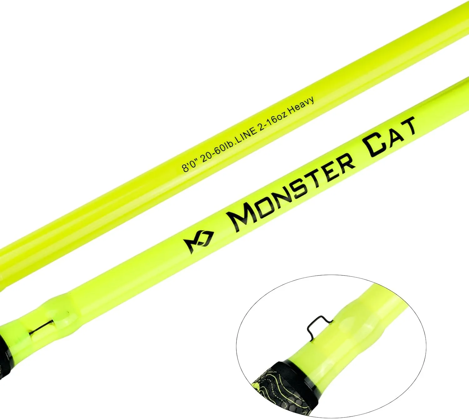 Catfish Fishing Rod 8’Glow in The Dark Catfishing Rods 2 Piece Catfish Pole with S-Glass and Carbon Graphite Super Grip Medium Heavy Catfishing Rods