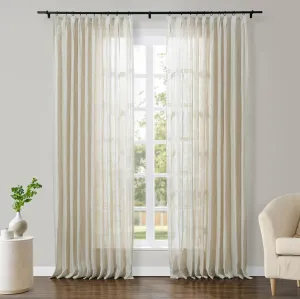 ChadMade Custom Semi Sheer Linen Curtain Light Filtering Privacy Window Treatment for Living Room Bedroom, Sissy Collection