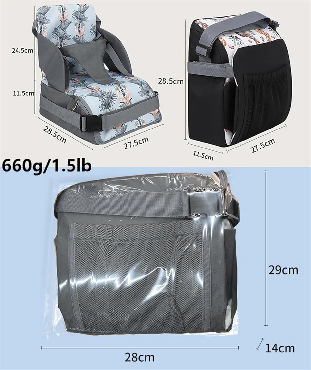 Chair Pad to Raise Seat Height, Dining Table Chair Seat Protector, Large Capacity Mommy Bag Shoulder Diaper Bag (Rabbit,Standard)