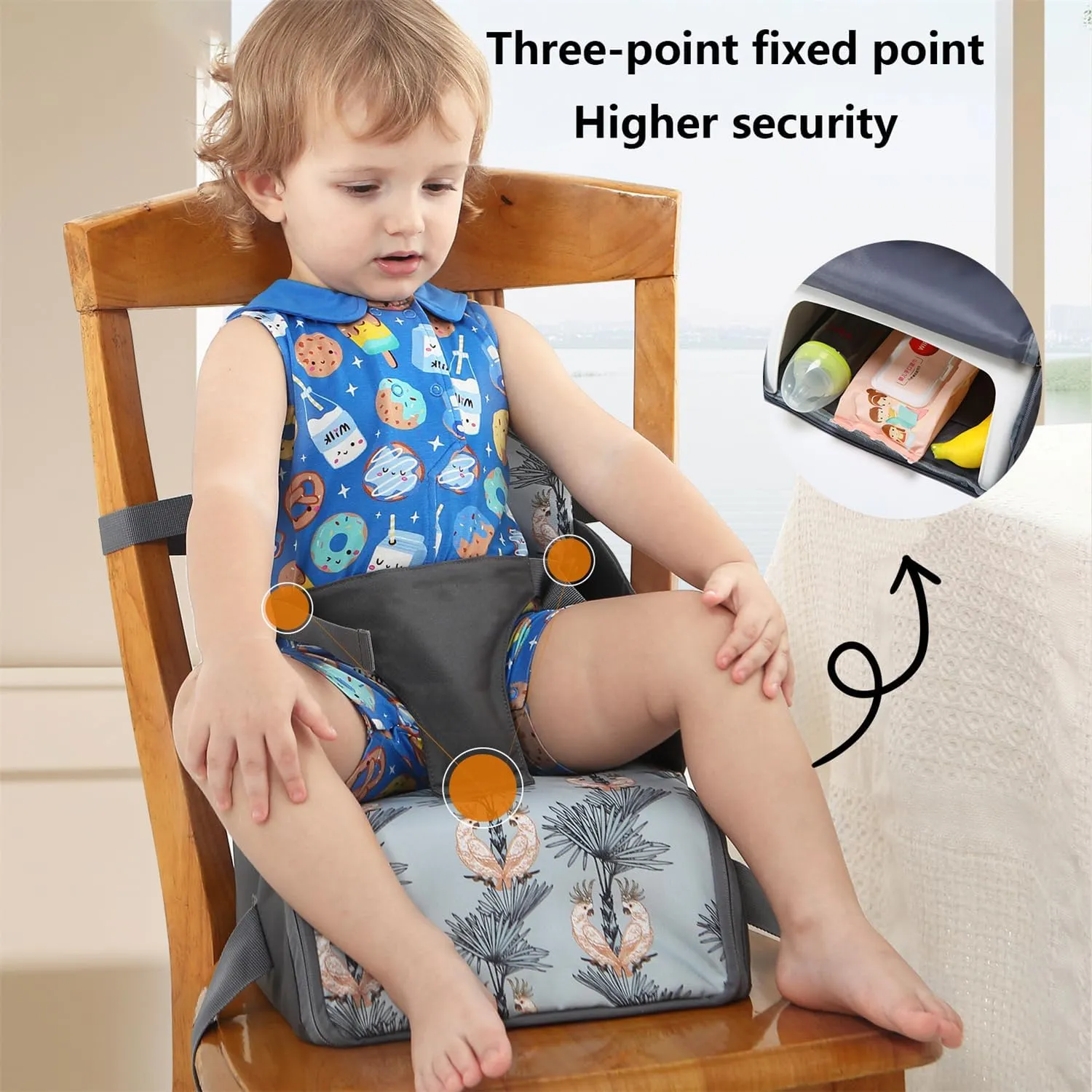 Chair Pad to Raise Seat Height, Dining Table Chair Seat Protector, Large Capacity Mommy Bag Shoulder Diaper Bag (Rabbit,Standard)