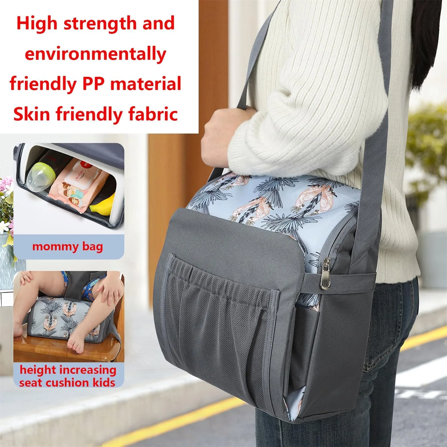 Chair Pad to Raise Seat Height, Dining Table Chair Seat Protector, Large Capacity Mommy Bag Shoulder Diaper Bag (Rabbit,Standard)