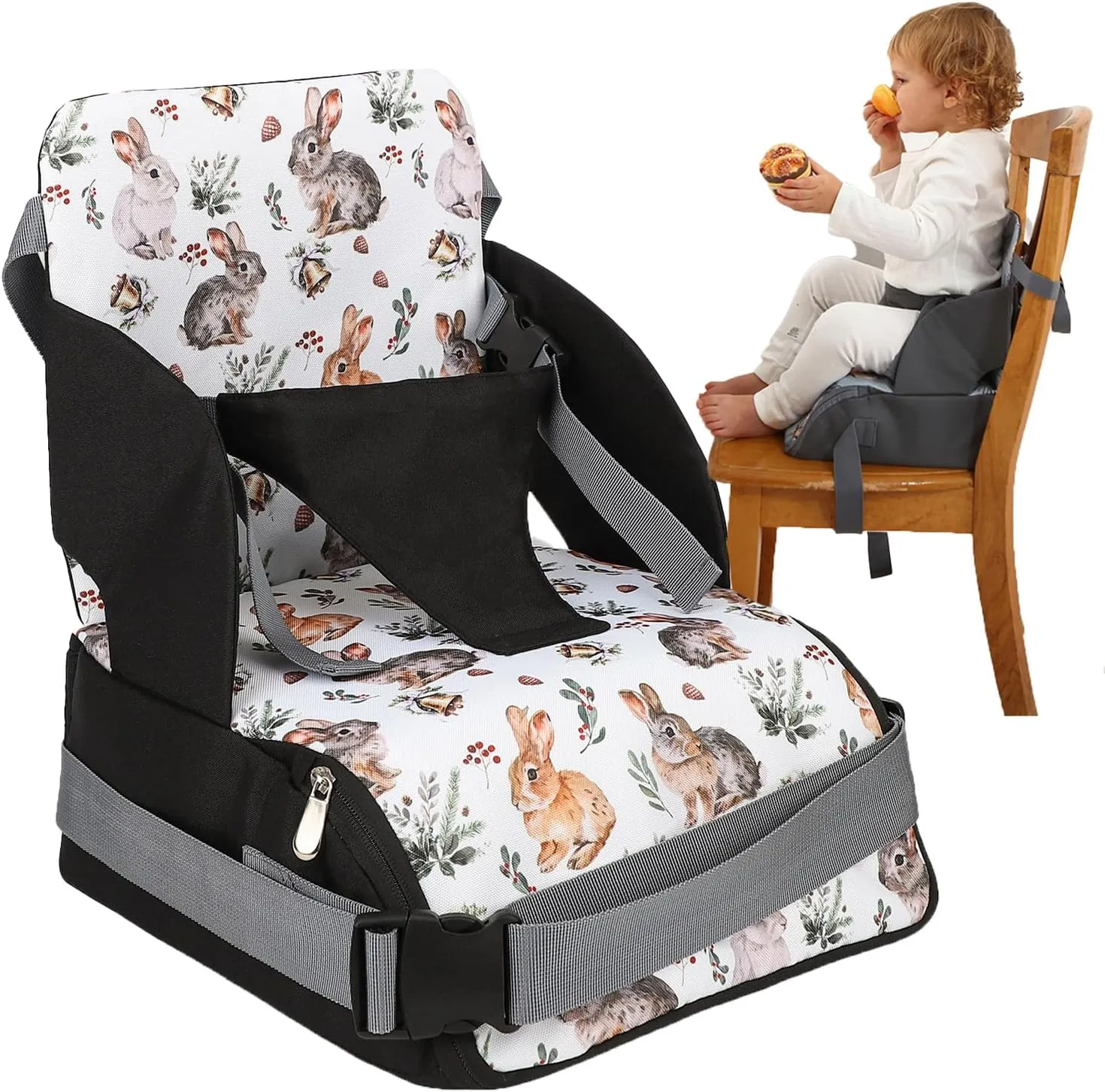 Chair Pad to Raise Seat Height, Dining Table Chair Seat Protector, Large Capacity Mommy Bag Shoulder Diaper Bag (Rabbit,Standard)