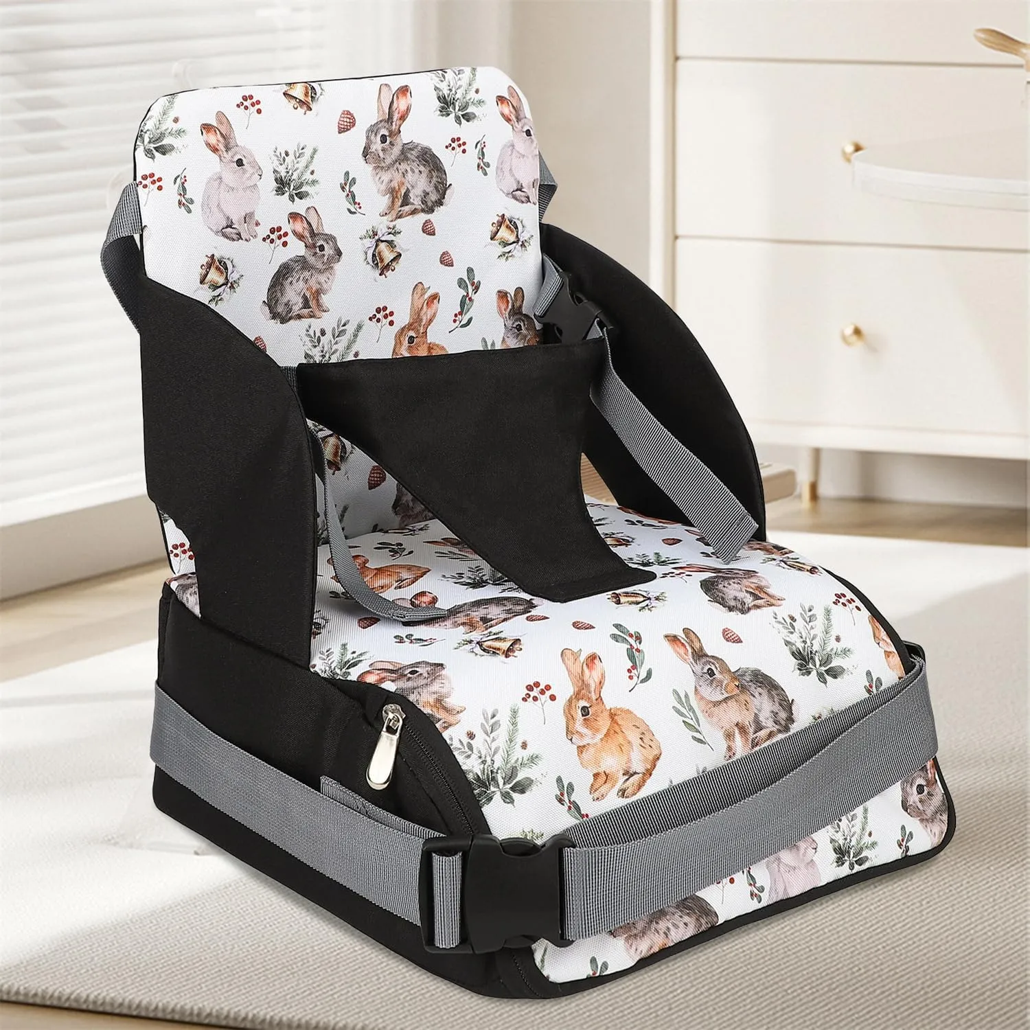 Chair Pad to Raise Seat Height, Dining Table Chair Seat Protector, Large Capacity Mommy Bag Shoulder Diaper Bag (Rabbit,Standard)