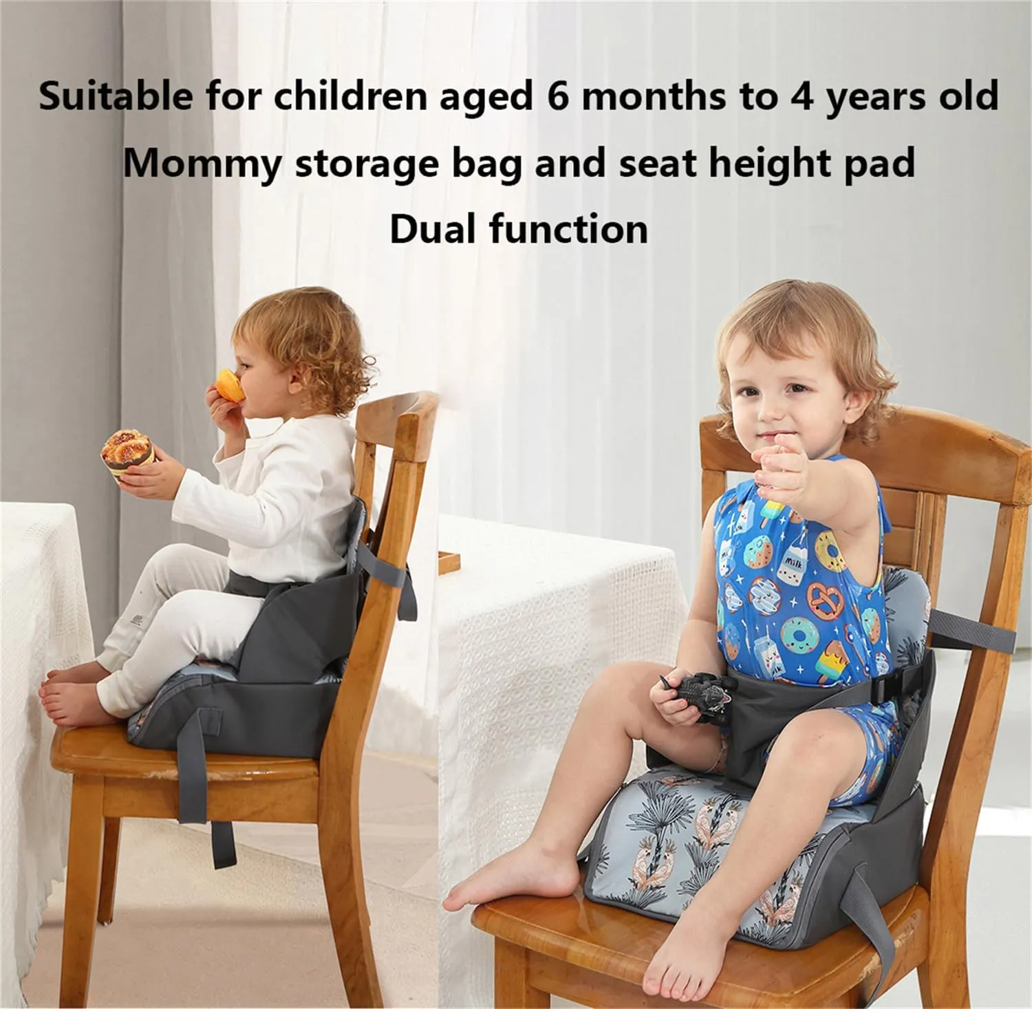 Chair Pad to Raise Seat Height, Dining Table Chair Seat Protector, Large Capacity Mommy Bag Shoulder Diaper Bag (Rabbit,Standard)