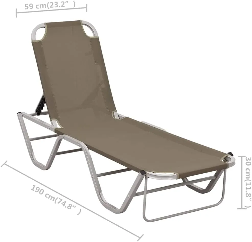Chaise Lounge Chair Outdoor,Outdoor Lounge Chairs,Sun Lounger Aluminum and Textilene TaupeIdeal for Garden, Patio, Camping