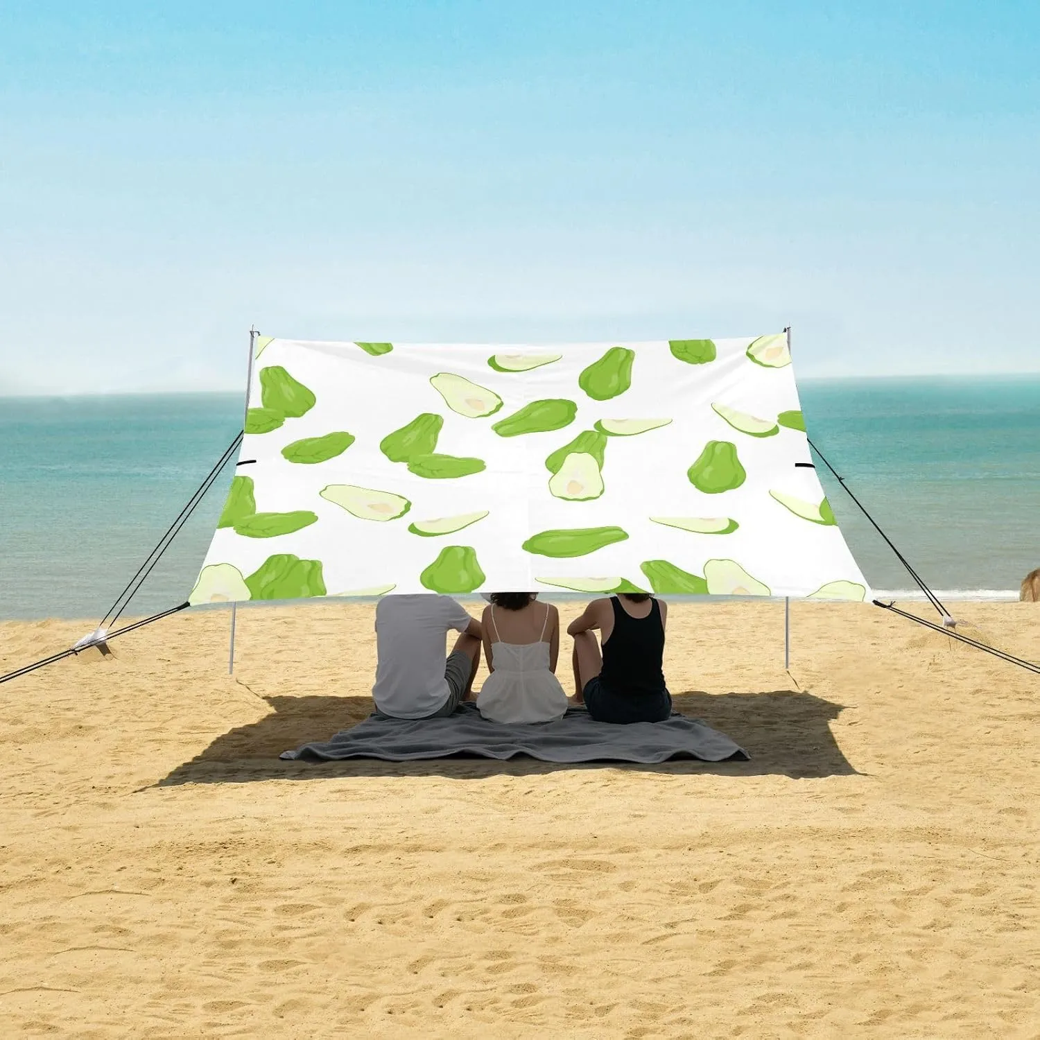 Chayote Design Beach Canopy Tent Anti-UV & Wind Resistant, Camping Sun Shelter Easy Setup Portable,Outdoor Shade Tents with Sandbags,Sand Shovels,Ground Pegs & Stability Poles