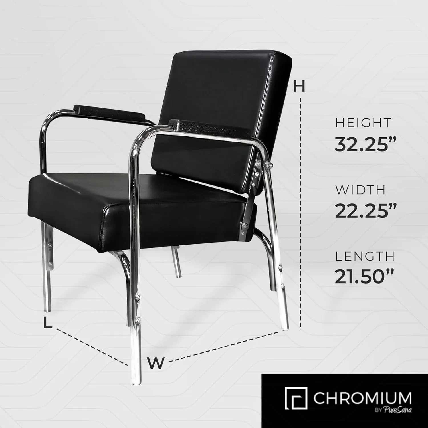 Chromium 'Ella' Professional Auto Recline Shampoo Chair [5028] by PureSana, Premium Vinyl Material, High Density Foam Cushions and Durable Steel Construction.