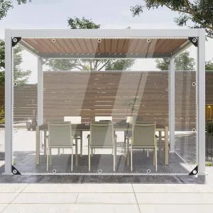Clear Tarps Heavy Duty Waterproof, Transparent PVC Vinyl Tarpaulin with Grommets, Ropes, Reinforced Edge, Tear-Resistant, Anti-UV for Greenhouse, Patio, Garden, Porch, Pavilion, Outdoor