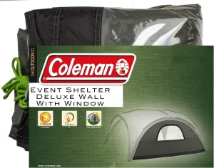 Coleman Gazebo Event Shelter Sun Wall, Compatible with The Event Shelter Deluxe XL 4.5 x 4.5 m, Gazebo Side Panel with Window, High Sun Protection 50 , Water Resistant, Green