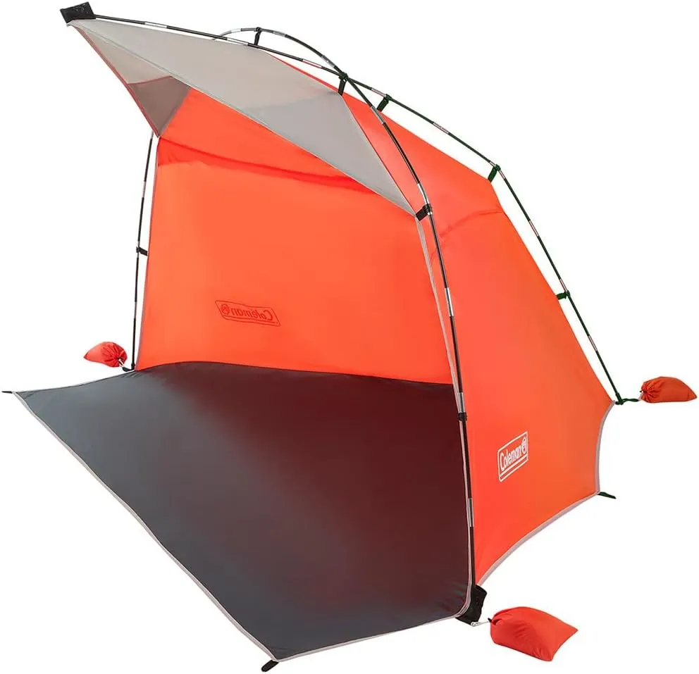 Coleman Skyshade Large Portable Sun Shelter, Easy Setup with Pre-Attached Poles, Beach Canopy Provides Cover from Sand & Sun