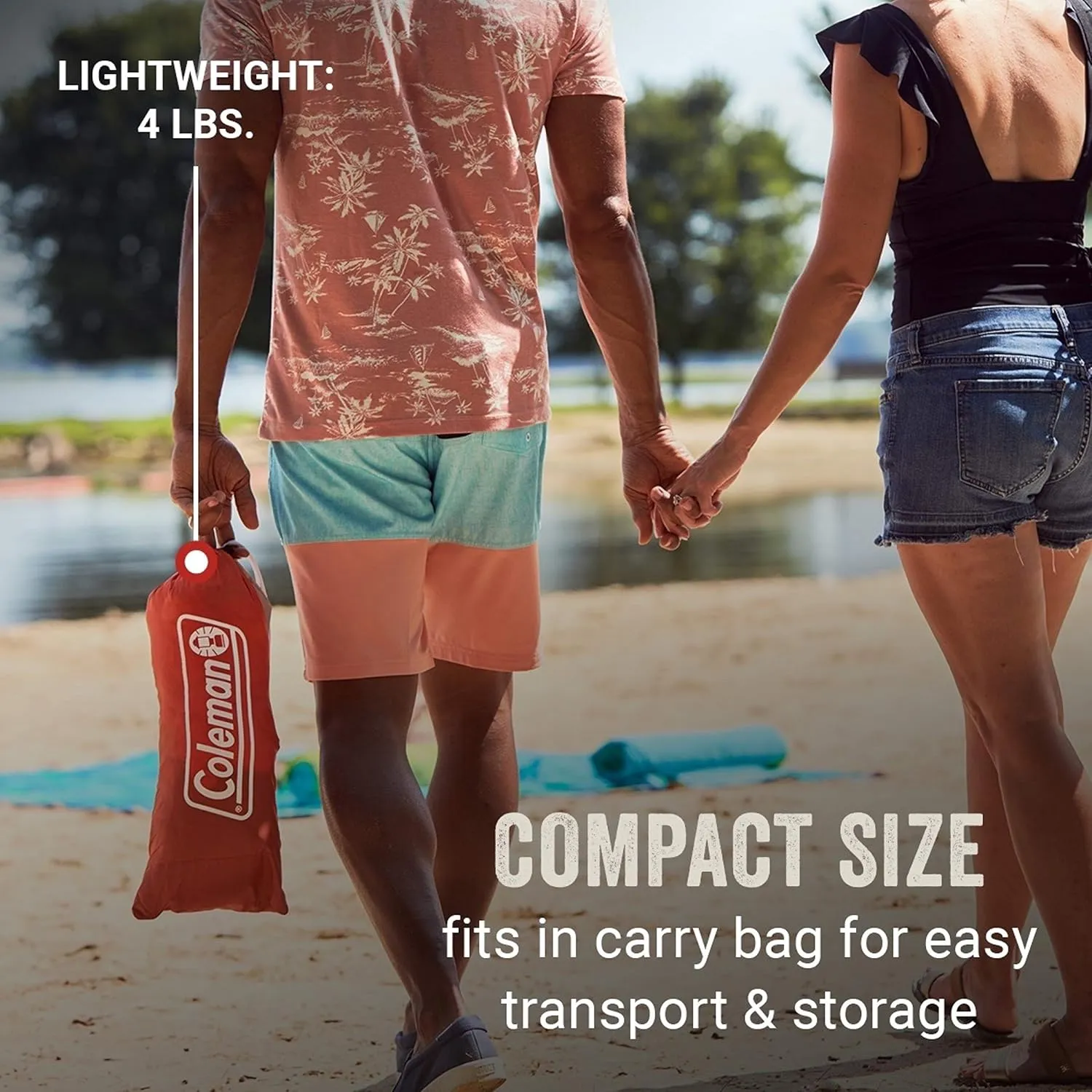 Coleman Skyshade Large Portable Sun Shelter, Easy Setup with Pre-Attached Poles, Beach Canopy Provides Cover from Sand & Sun