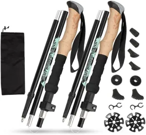 Collapsible Hiking Trekking Poles，2 Pack Telescopic Trekking Poles，Lightweight Aluminum Alloy with Shockproof and Quick Lock，Suitable for Hiking, Camping, Mountaineering and Traveling