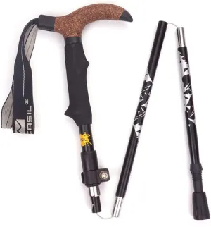 Collapsible Trekking Poles Telescopic Ultralight Aluminium Hiking Poles Walking Sticks Cork Grip and Quick Lock System for Camping Mountaining Backpacking Trekking (Black)