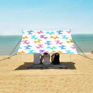 Colorful Balloons Beach Canopy Tent Anti-UV & Wind Resistant, Shape of A Dog Camping Sun Shelter Easy Setup Portable,Outdoor Shade Tents with Sandbags,Sand Shovels,Ground Pegs & Stability Poles