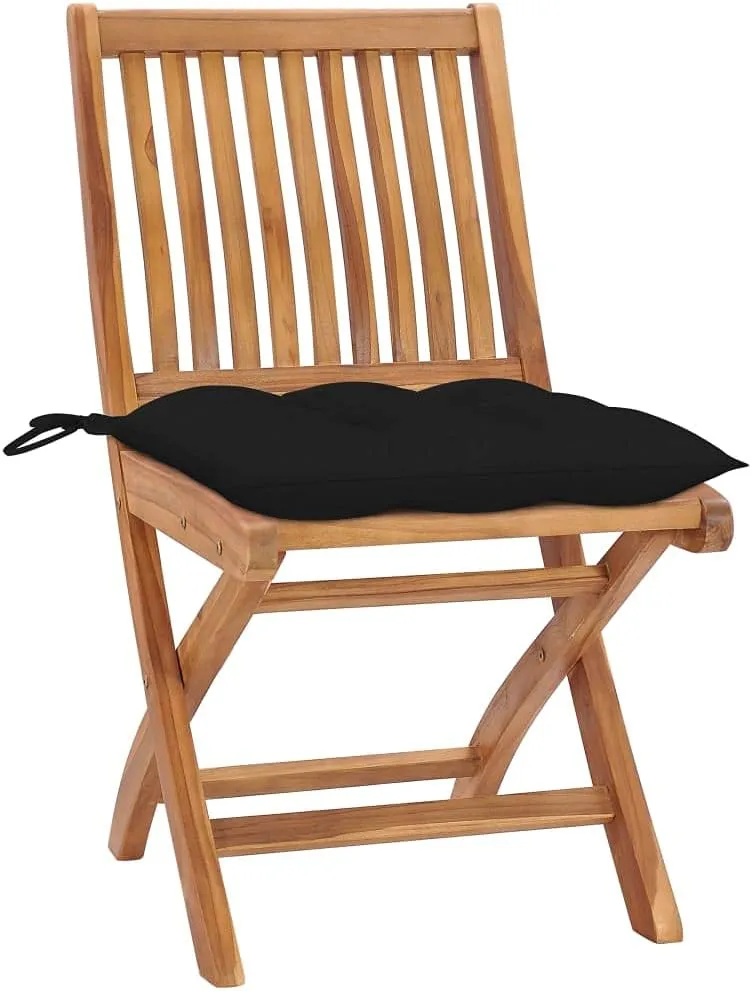 Comfortable Chair Camping Chairs Patio Chairs Kitchen Chairs - Folding Patio Chairs with Cushions 4 pcs Solid Teak Wood for Outside Terrace Beaches Campsites