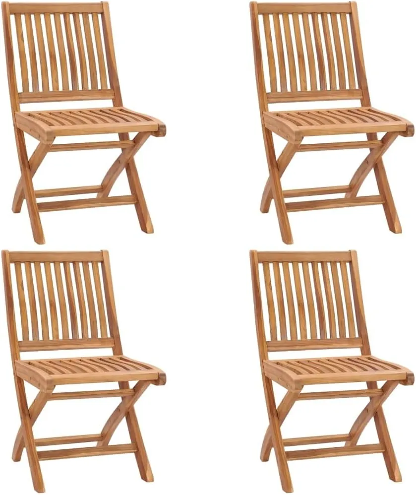 Comfortable Chair Camping Chairs Patio Chairs Kitchen Chairs - Folding Patio Chairs with Cushions 4 pcs Solid Teak Wood for Outside Terrace Beaches Campsites