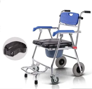 Commode Chair,Toilet Chair 4 in 1 Commode Chair, with Wheeled Toilet Chair, Wheelchair Shower Transport Chair, 4 Wheel Brakes(360°), Foldable Mobile Toilet Elderly Disabled Person