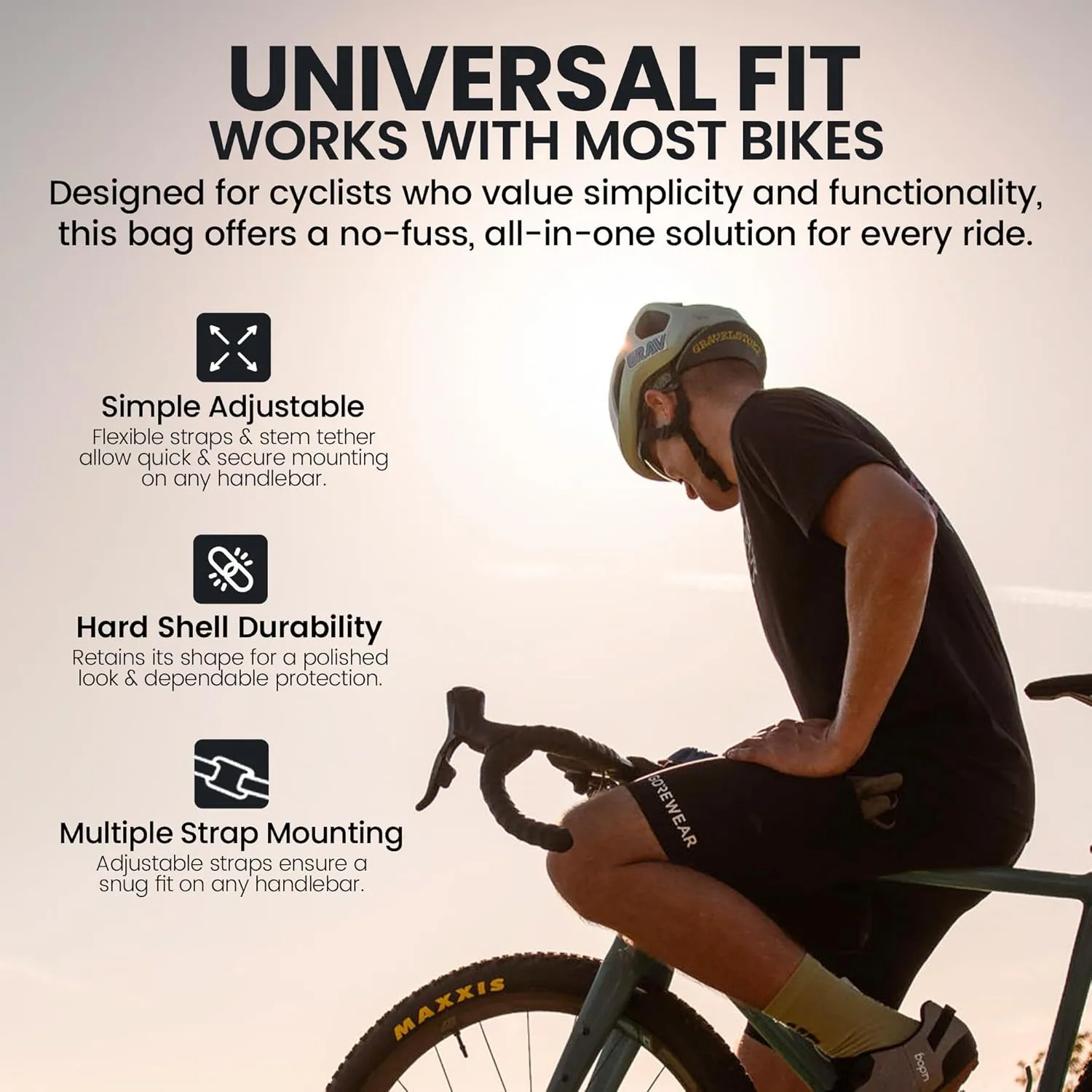 Compact Bar Bag – Rust Red | Hard-Shell Bike Handlebar Bag with Waterproof Zipper & Adjustable Straps | Lightweight Bicycle Handlebar Bag, Compatible with Road, Gravel & MTB Bikes