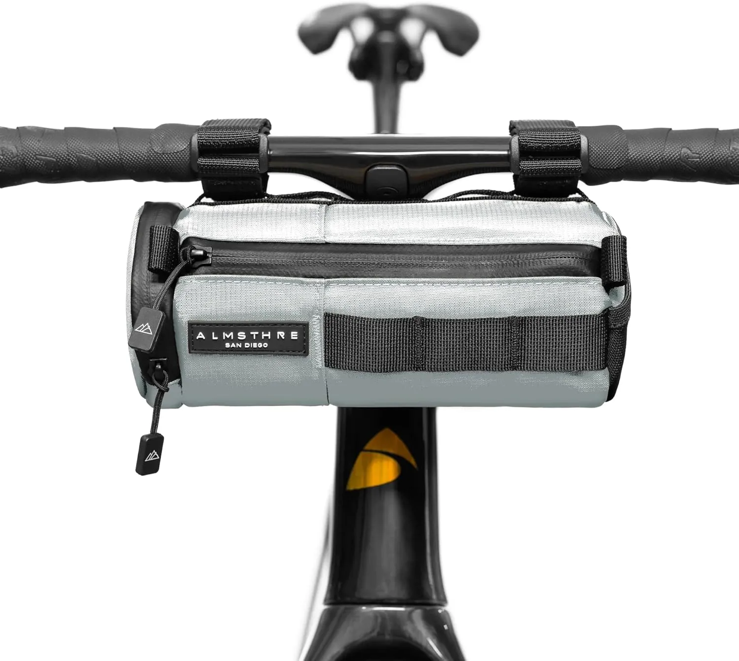 Compact Bar Bag – Sterling Silver | Hard-Shell Bike Handlebar Bag with Waterproof Zipper & Adjustable Straps | Lightweight Bicycle Handlebar Bag, Compatible with Road, Gravel & MTB Bikes