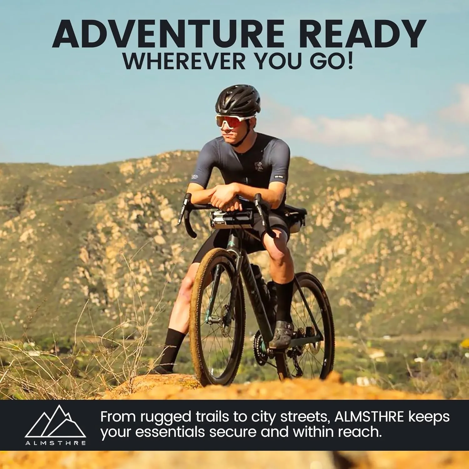 Compact Bar Bag – Sterling Silver | Hard-Shell Bike Handlebar Bag with Waterproof Zipper & Adjustable Straps | Lightweight Bicycle Handlebar Bag, Compatible with Road, Gravel & MTB Bikes