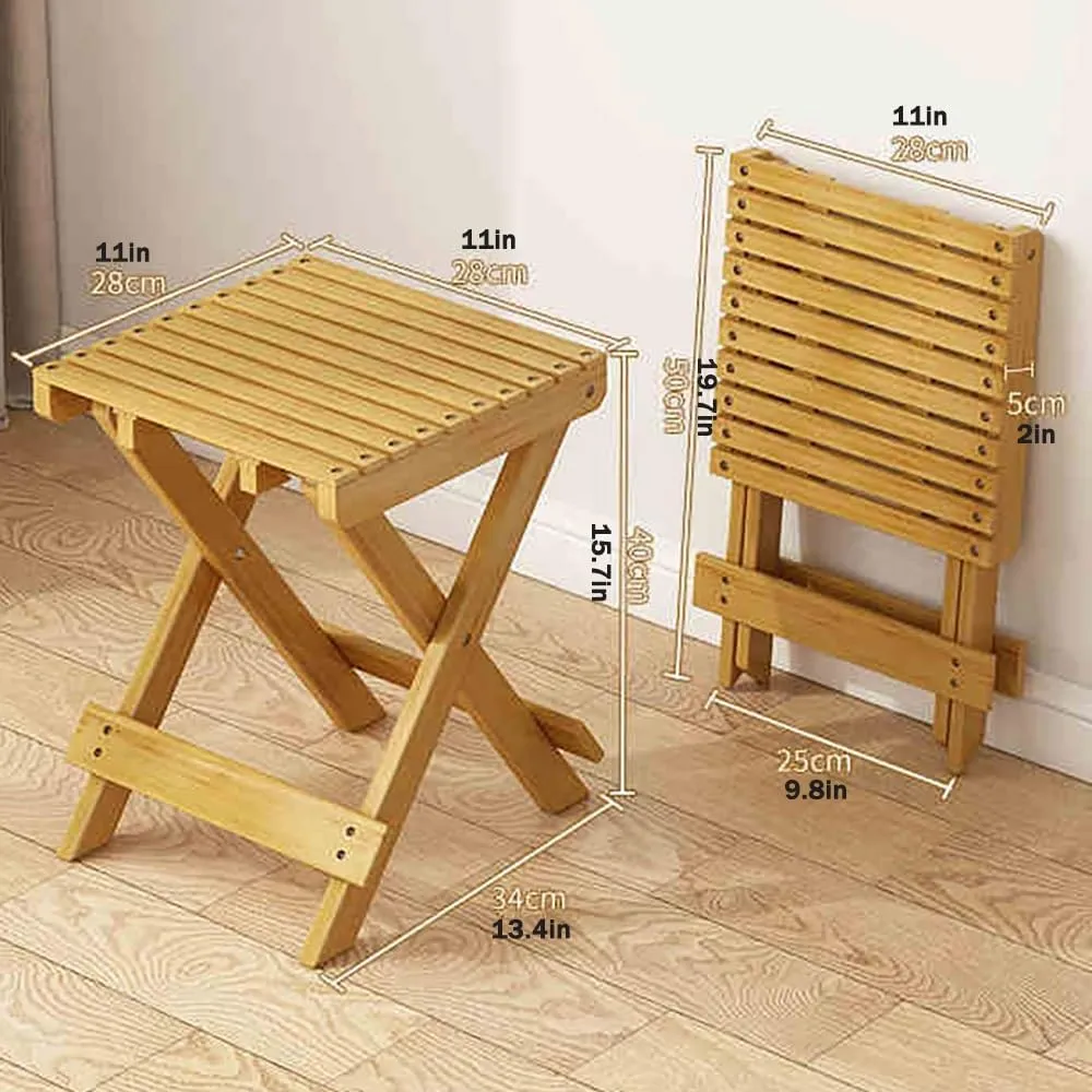 Compact Folding Stool - 16in Portable Collapsible Camping Shower Bath Chair for Backyard, Garden, Kitchen, Patio, and Picnic Use