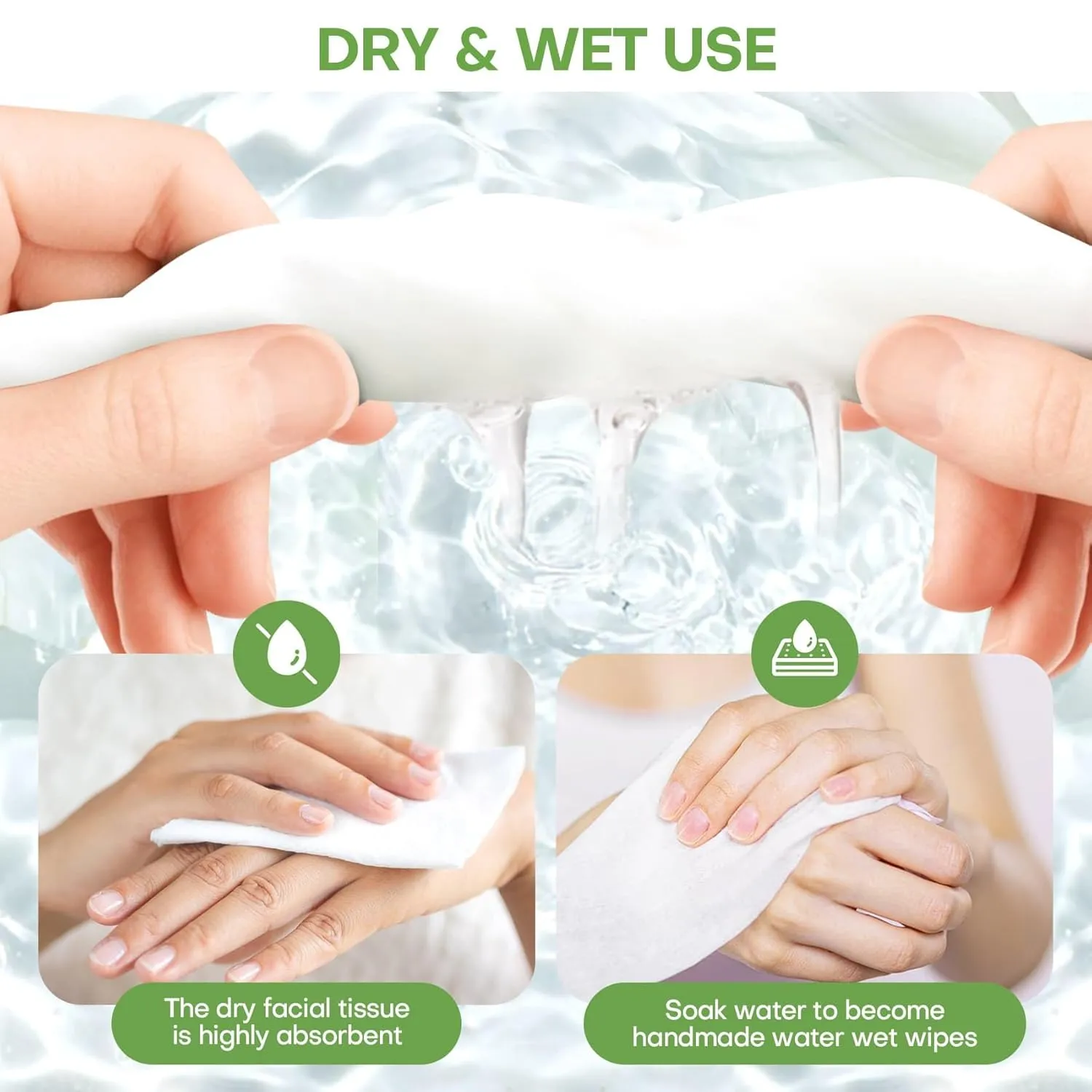 Compressed Disposable Face Towel 300 PCS,Thicken Facial Cleansing Cloths Towelettes,Compact Portable Wash Cotton Wipes Tablets Coin Tissues for Beauty Salon Personal Care Travel Camping(Green)