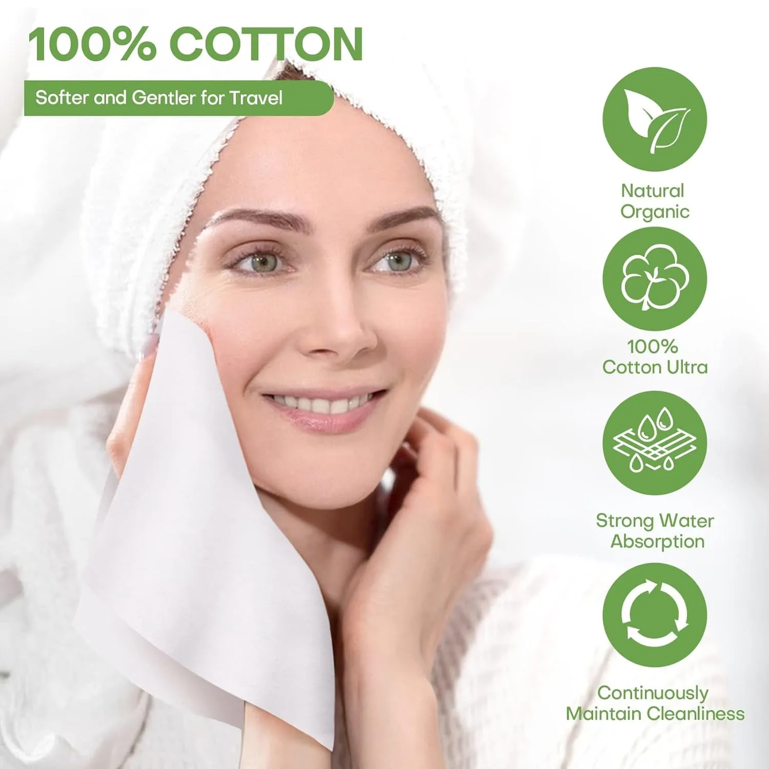 Compressed Disposable Face Towel 300 PCS,Thicken Facial Cleansing Cloths Towelettes,Compact Portable Wash Cotton Wipes Tablets Coin Tissues for Beauty Salon Personal Care Travel Camping(Green)