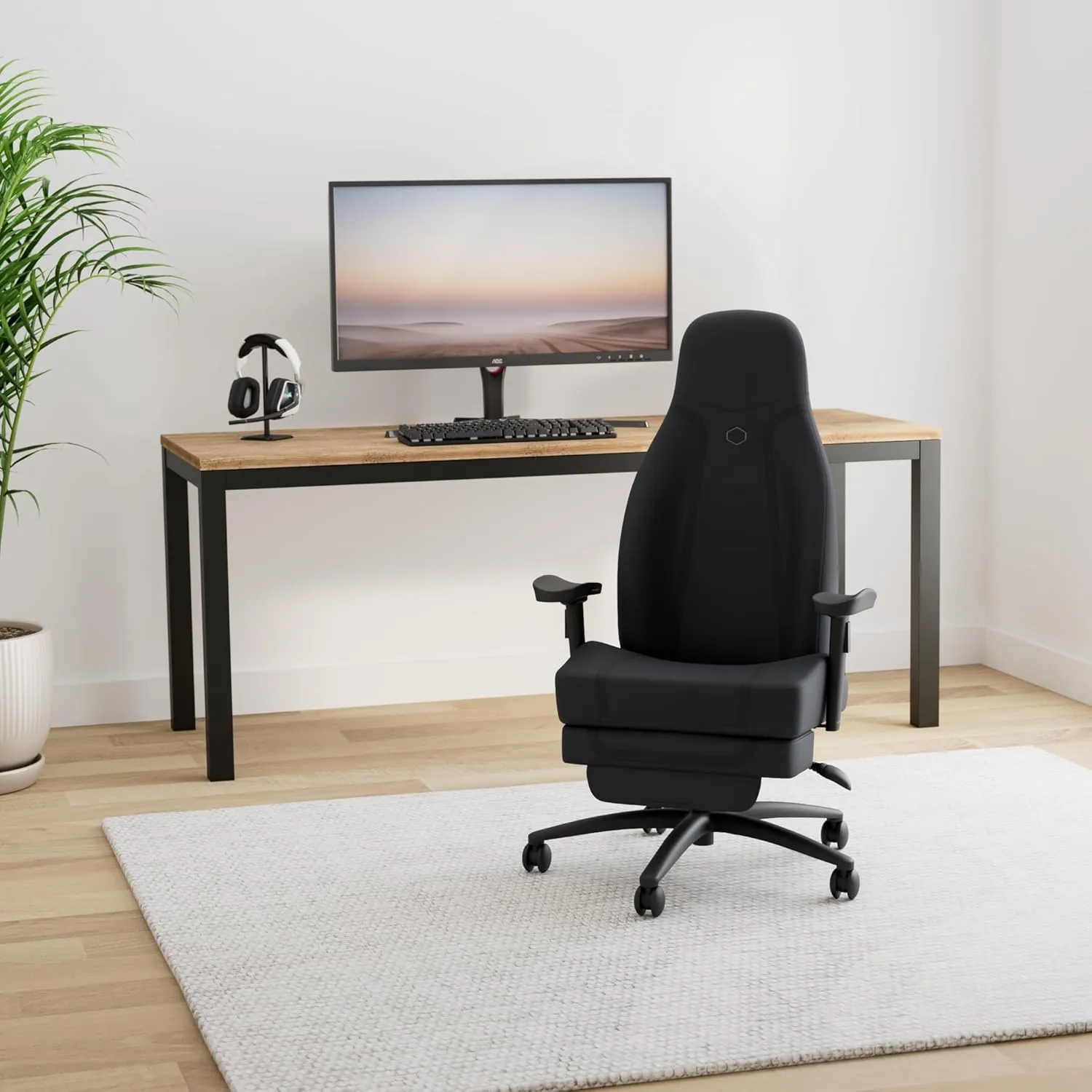 Cooler Master Synk X Ultra Black Ergonomic Real-Time Tactile Immersion Chair, Retractable Leg Rest, All-in-one Controller, Breathable Fabric, Stable Rolling Base, Solid Structure (IXC-SX1-K-US1)