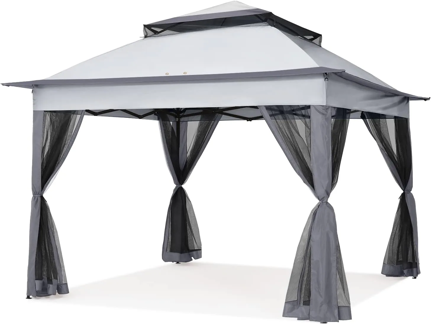 COOSHADE 11x11 Pop Up Gazebo Tent Outdoor Canopy Patio Shelter with Mosquito Netting(Dark Grey)