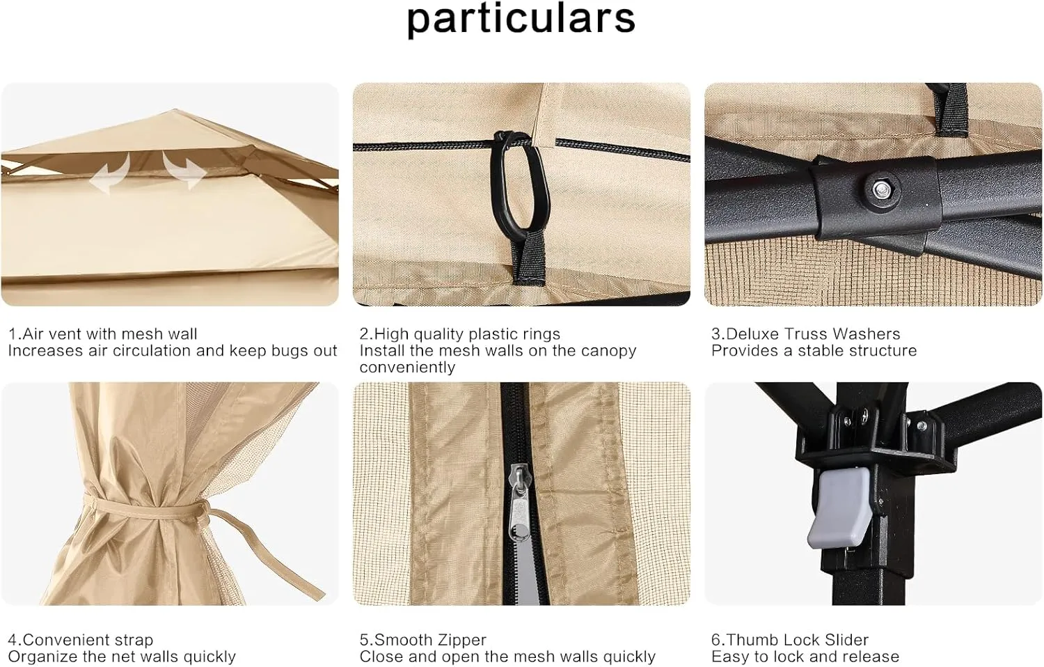 COOSHADE 11x11Ft Easy Pop Up Gazebo Tent Instant Outdoor Canopy Shelter with Mosquito Netting Walls(Khaki)