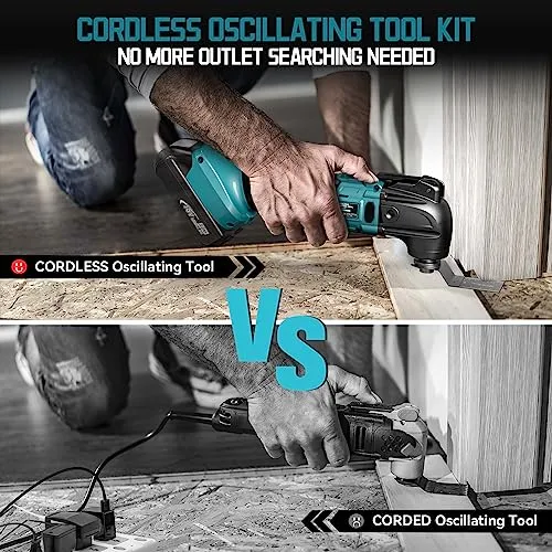 Cordless Oscillating Tool Compatible with Makita Battery, Brushless-Motor Tool with Auxiliary Handle, Oscillating Multi-Tool for Scraping,