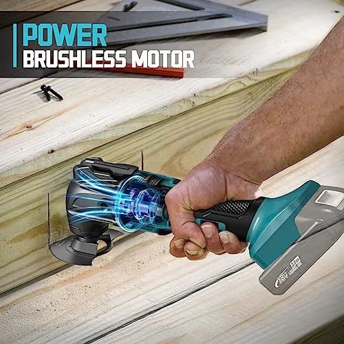 Cordless Oscillating Tool Compatible with Makita Battery, Brushless-Motor Tool with Auxiliary Handle, Oscillating Multi-Tool for Scraping,