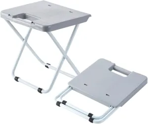 Creative Portable Folding Stool Lightweight Compact Chair for Home Outdoor and Travel Material for Living Room Bathroom and Train Use Grey